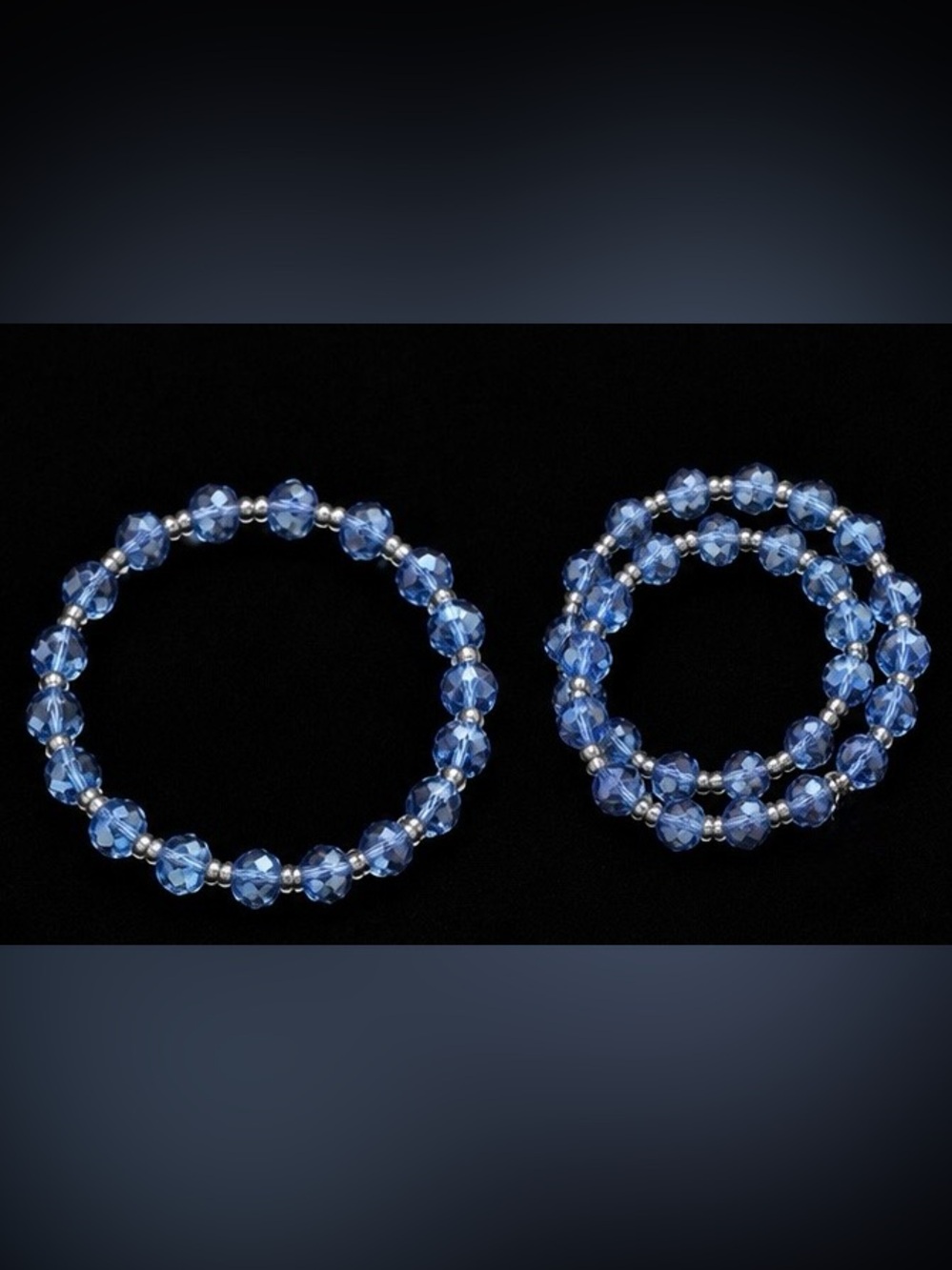 Handmade Blue Crystal Beaded Hoop Earrings - Brand